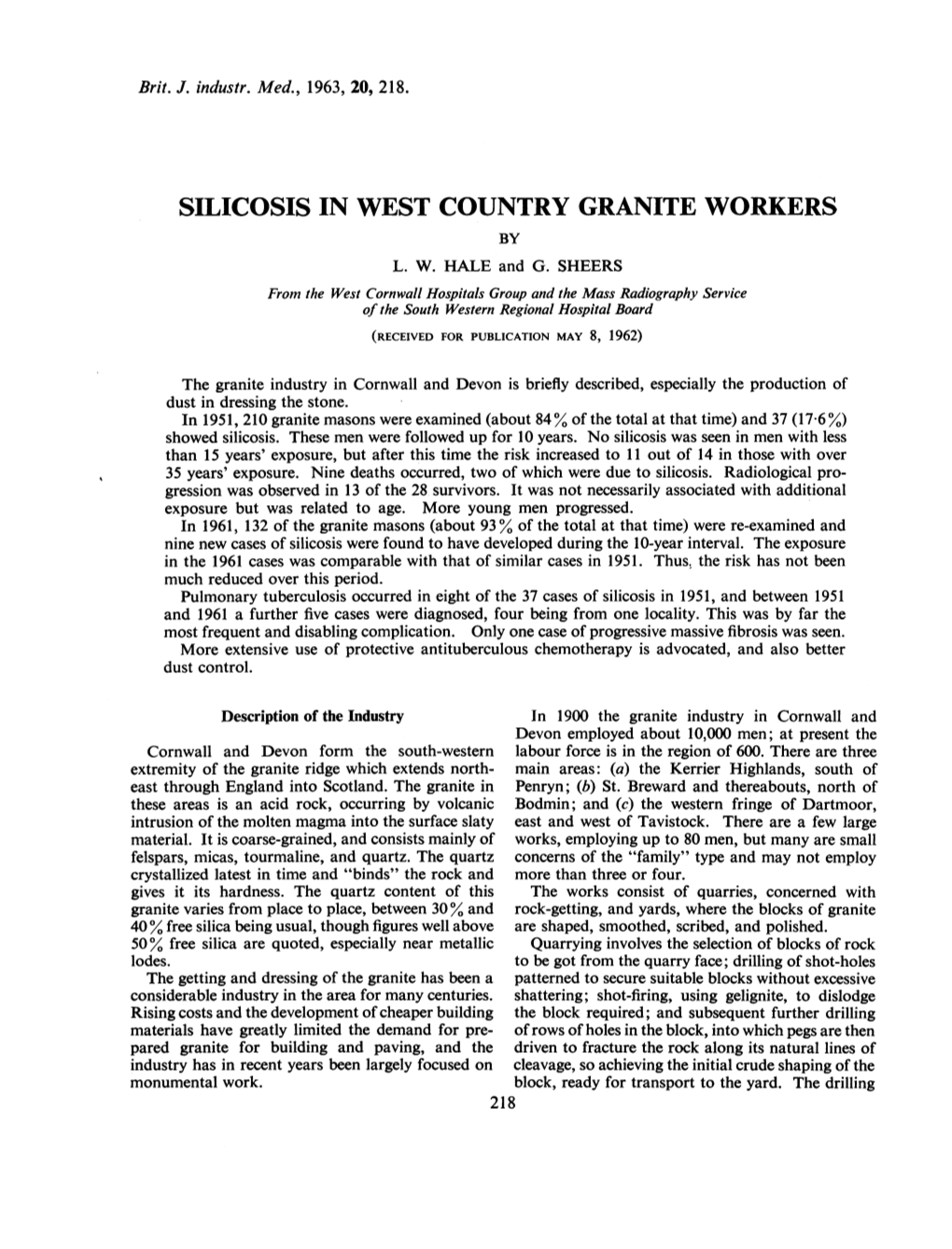 Silicosis in West Country Granite Workers by L