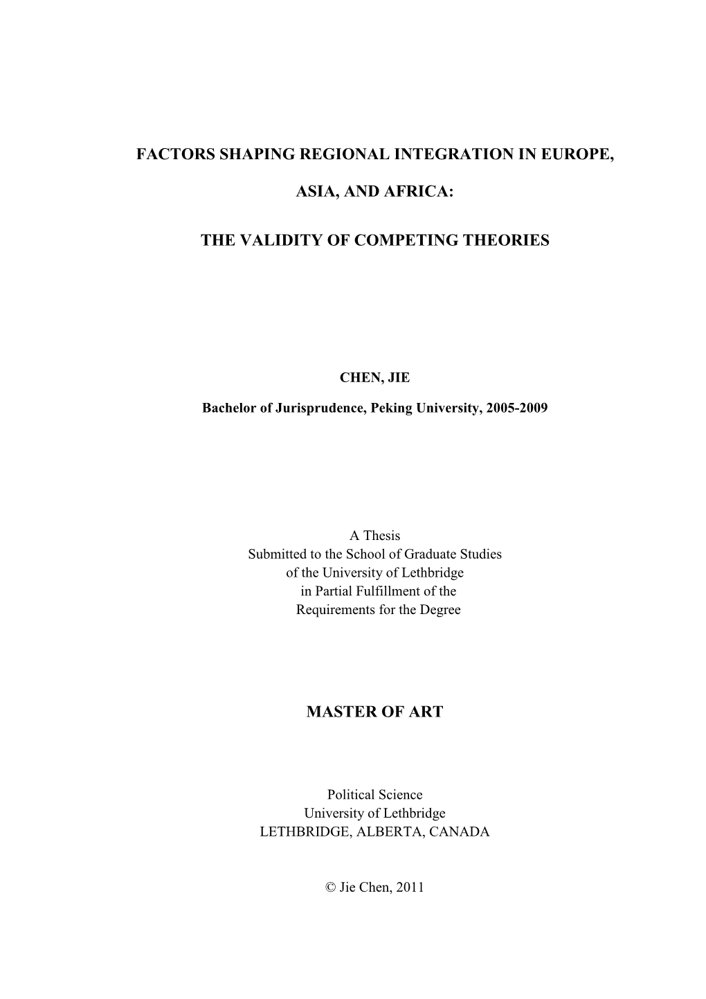 Factors Shaping Regional Integration in Europe, Asia