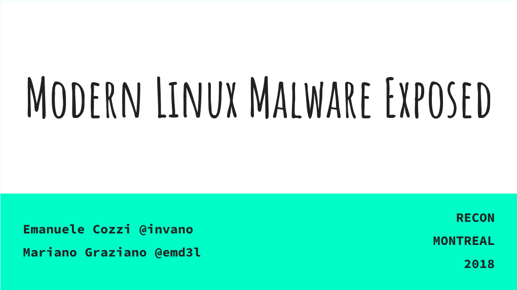 Modern Linux Malware Exposed