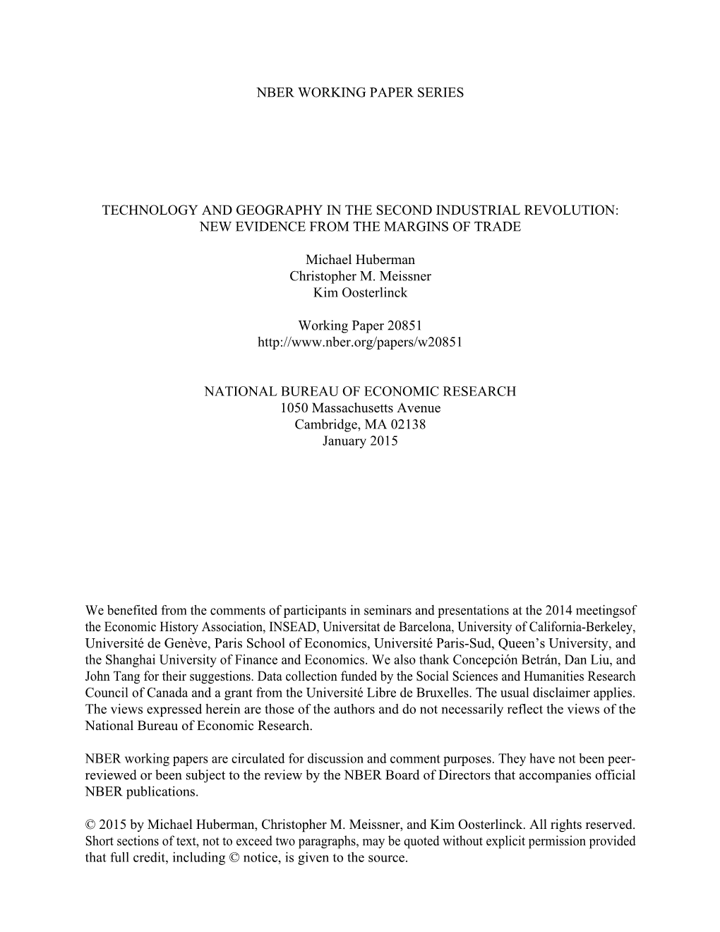 Technology and Geography in the Second Industrial Revolution: New Evidence from the Margins of Trade