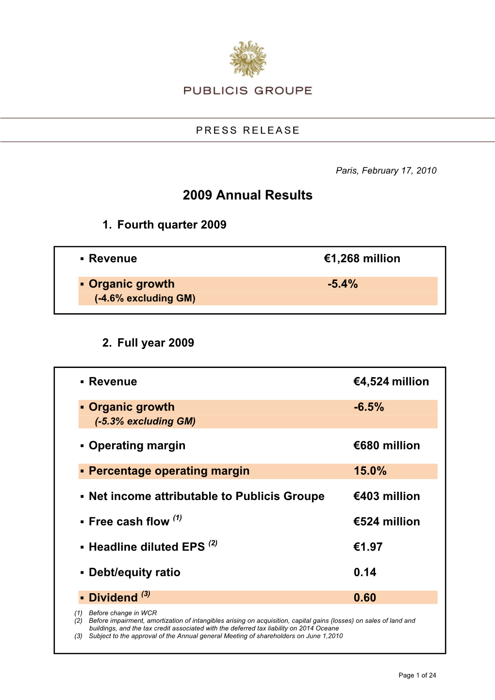 2009 Annual Results