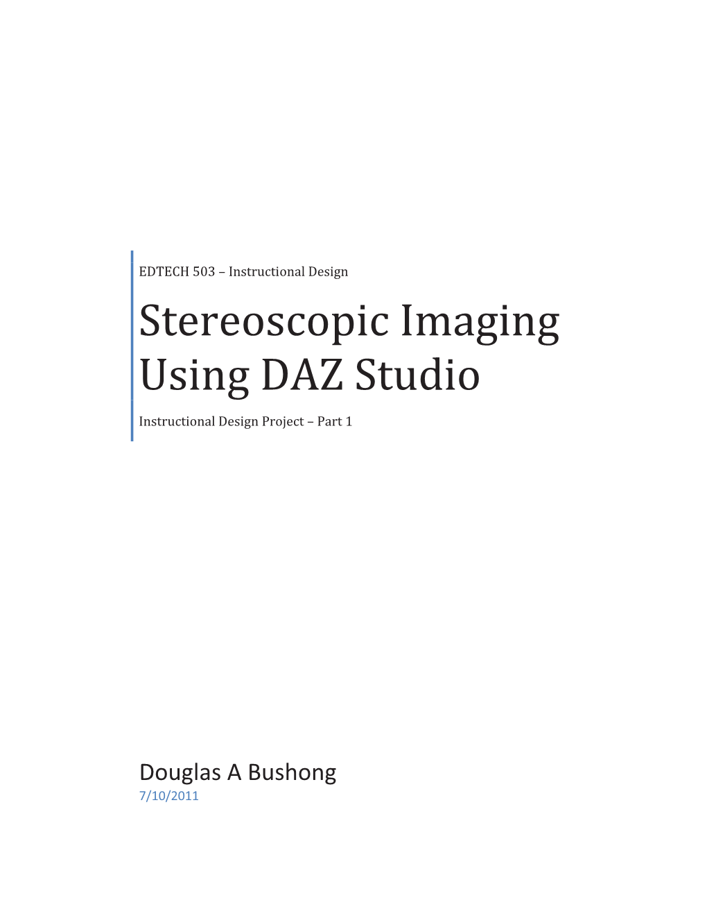 Stereoscopic Imaging Using DAZ Studio