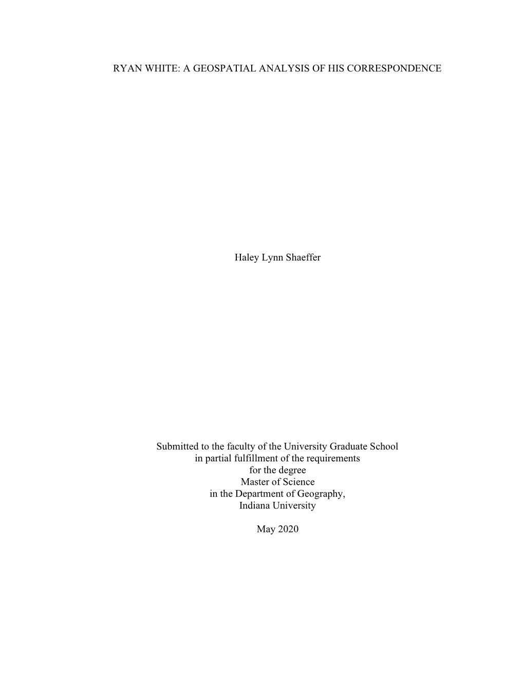 Ryan White: a Geospatial Analysis of His Correspondence
