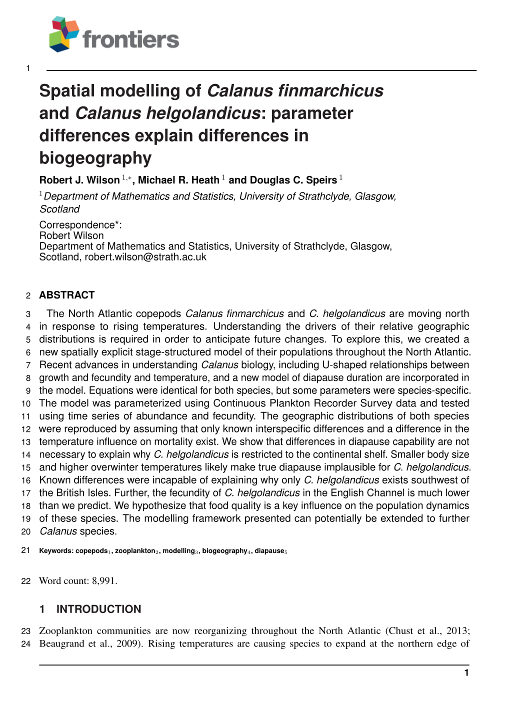 Spatial Modelling of Calanus Finmarchicus and Calanus Helgolandicus