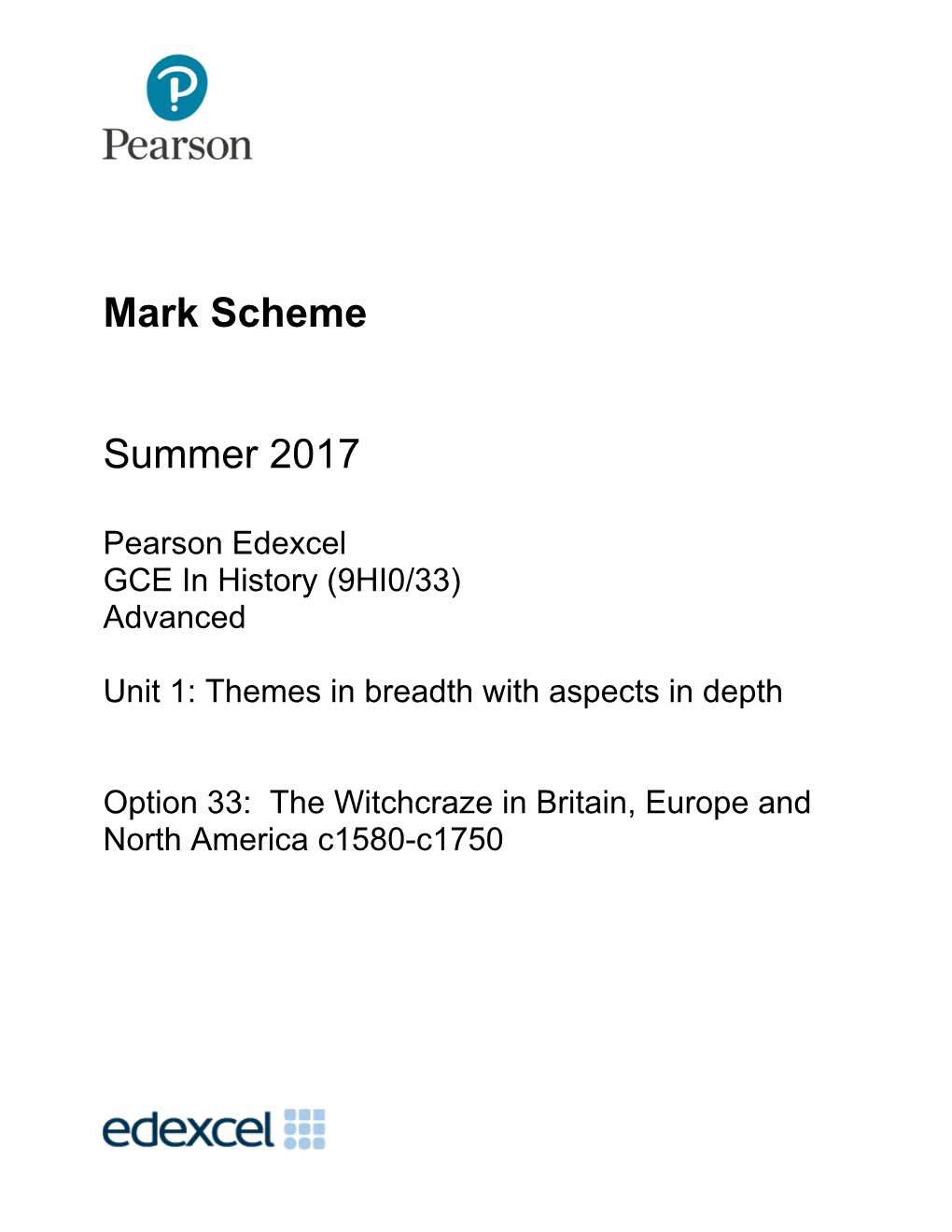 Mark Scheme Summer 2017