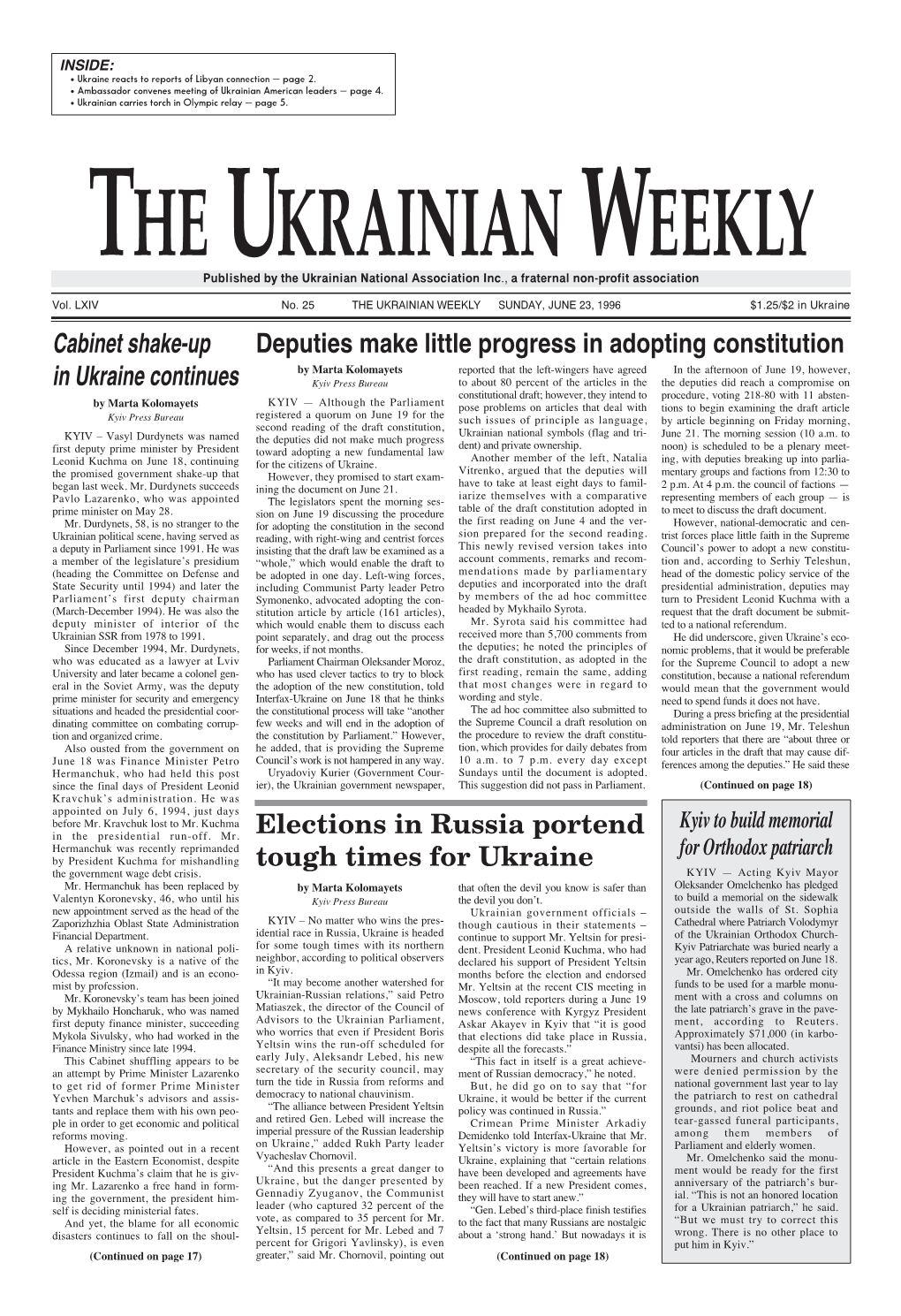 The Ukrainian Weekly 1996, No.25