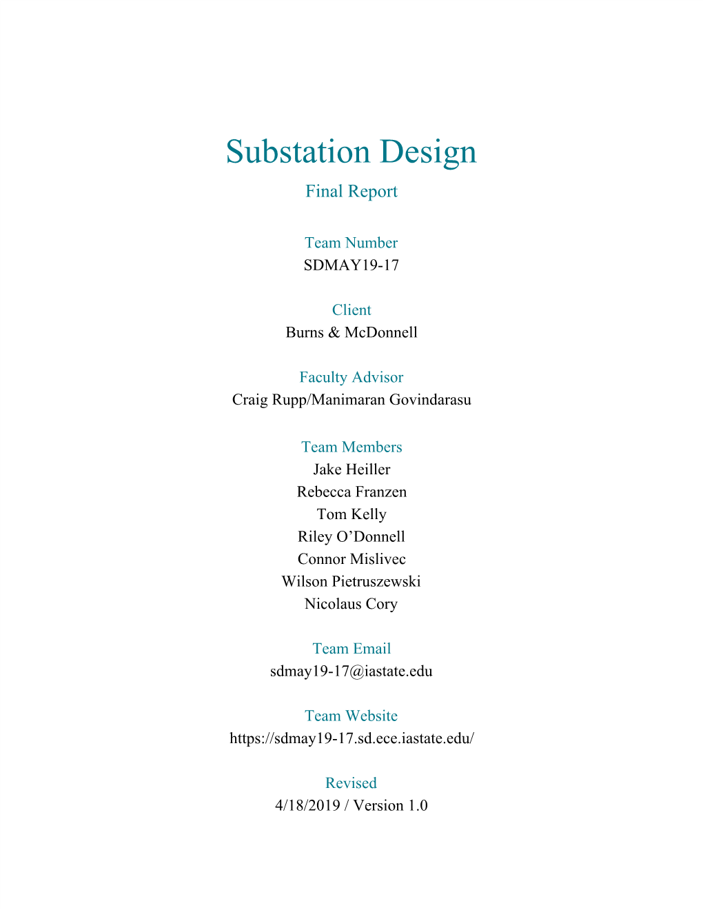 Substation Design Final Report