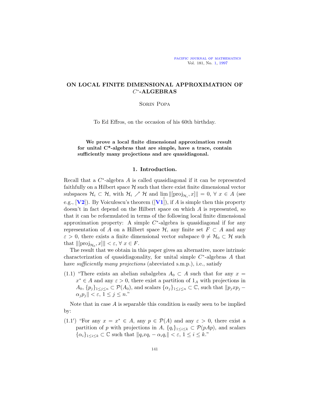 On Local Finite Dimensional Approximation of C^*-Algebras