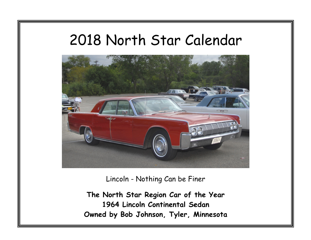 2018 North Star Calendar
