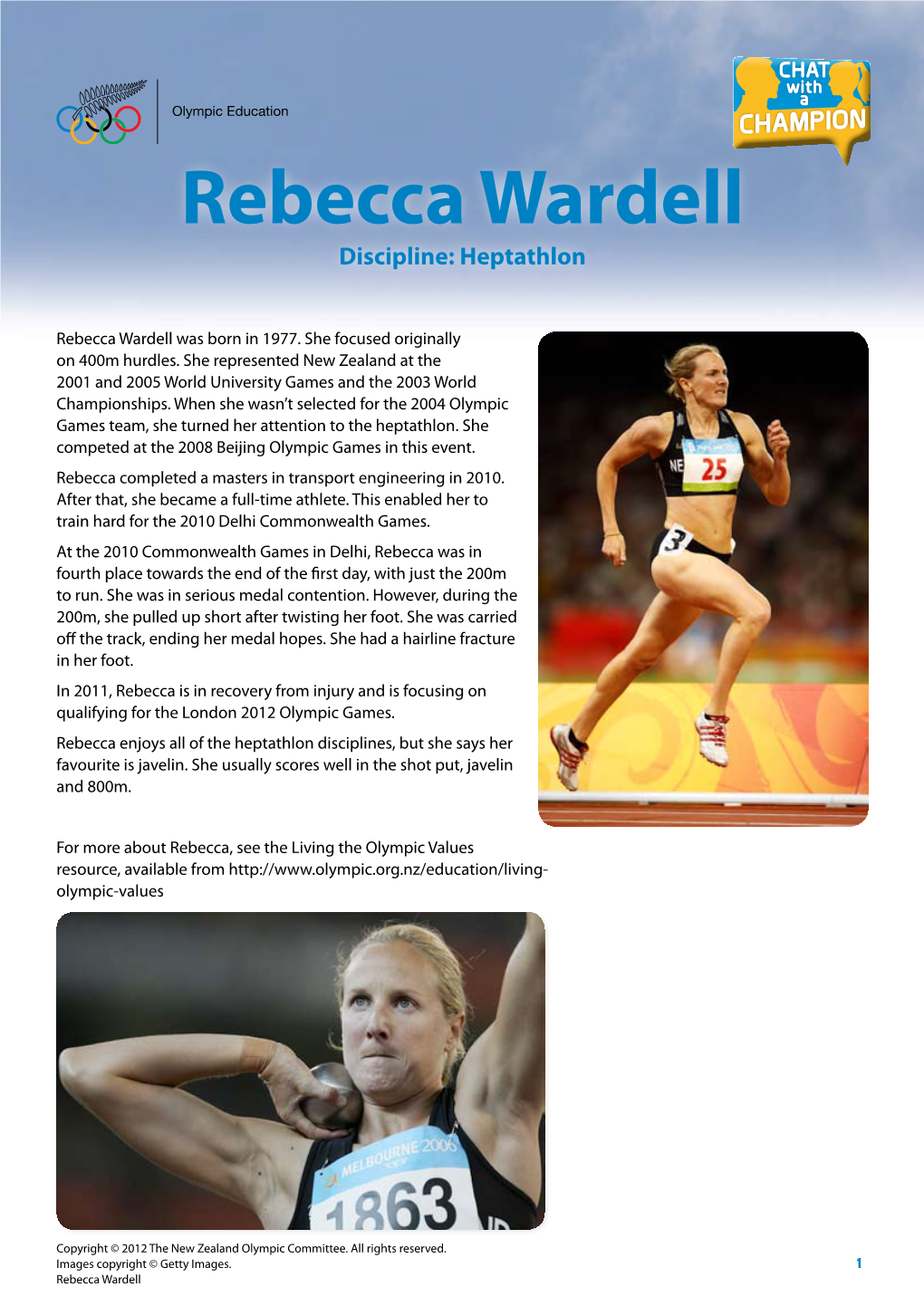 Rebecca Wardell Discipline: Heptathlon