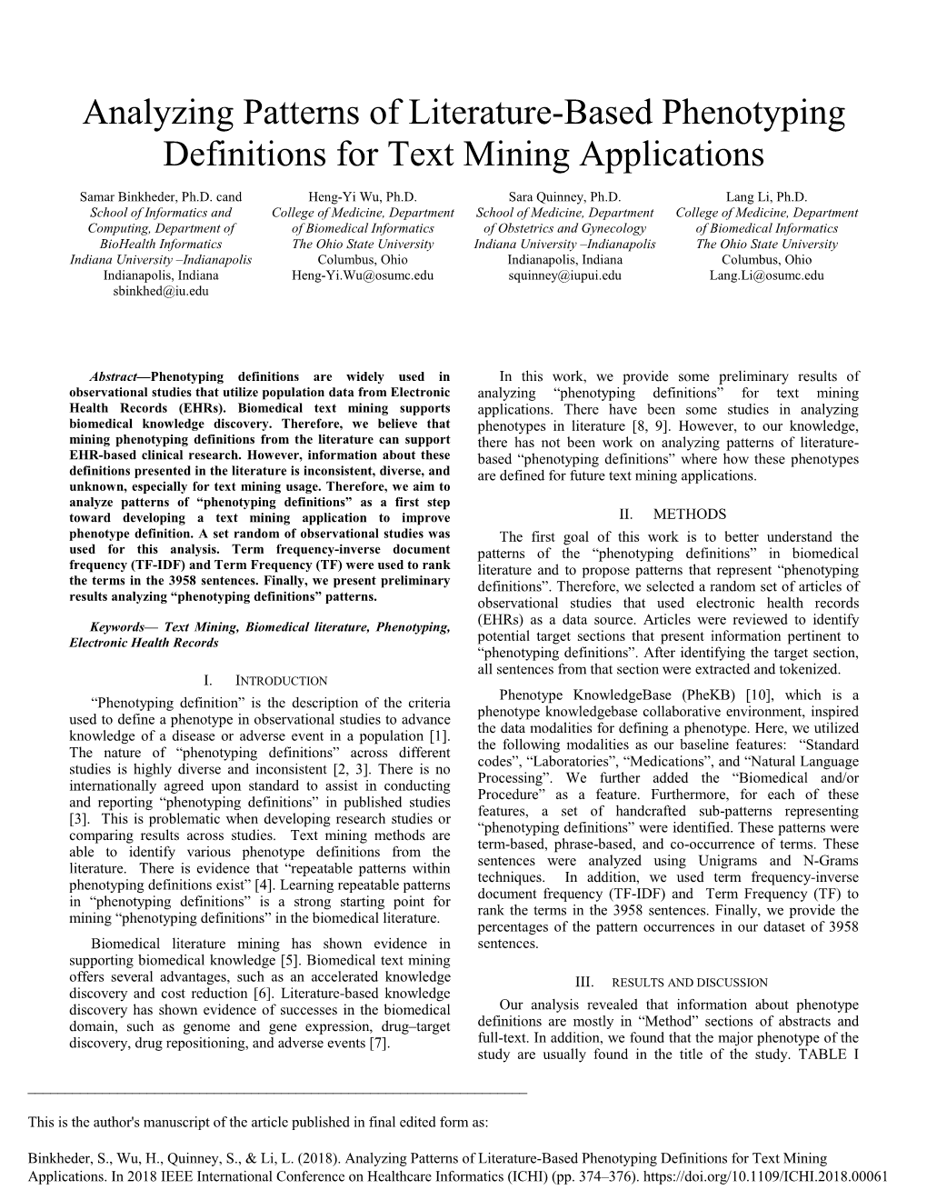 Analyzing Patterns of Literature-Based Phenotyping Definitions for Text Mining Applications