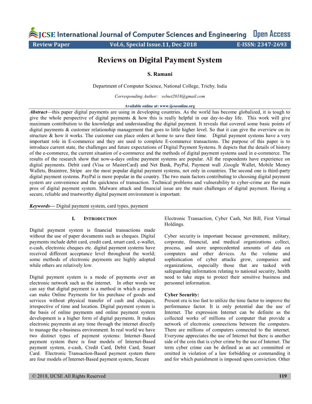 Reviews on Digital Payment System