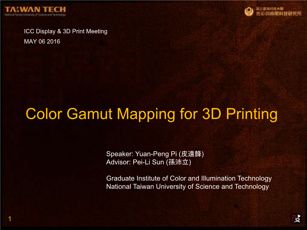 Color Gamut Mapping for 3D Printing