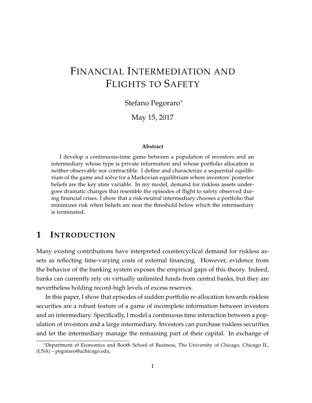 Financial Intermediation and Flights to Safety