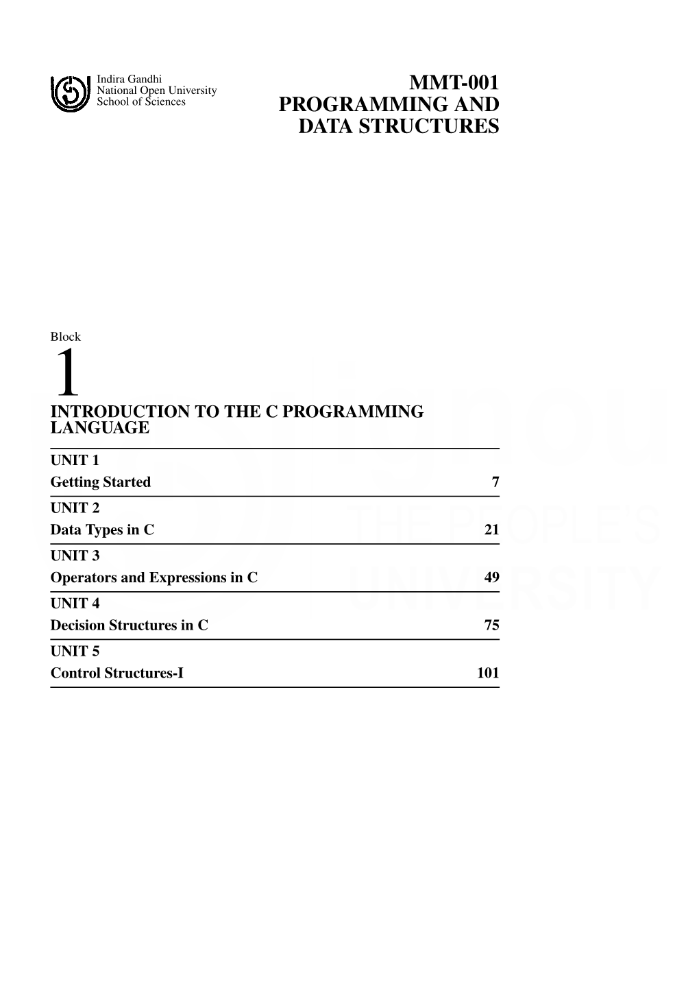 Mmt-001 Programming and Data Structures