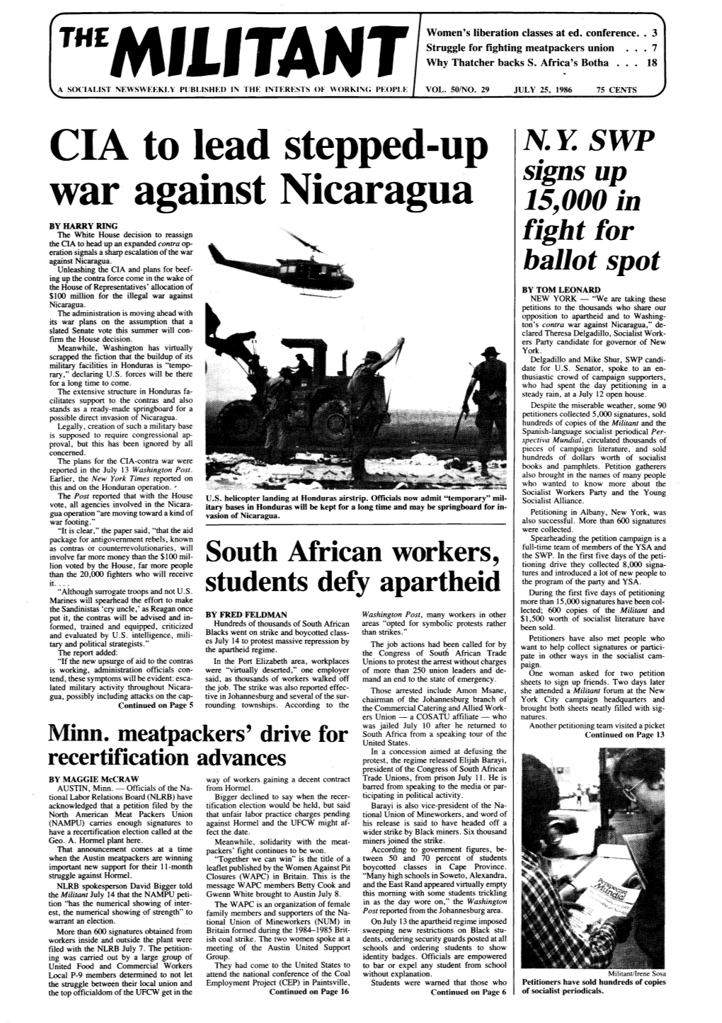 CIA to Lead Stepped-Up War Against Nicaragua