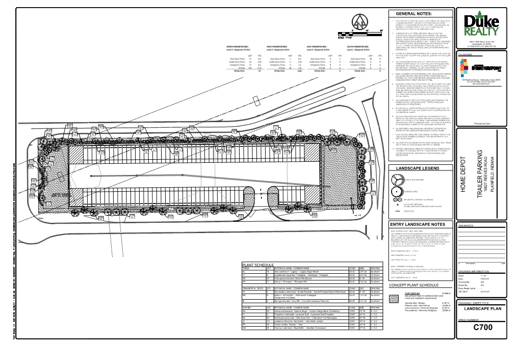 Landscape Plantings Shall Be Guaranteed for a Period of One Year Following Final Inspection by Landscape Architect