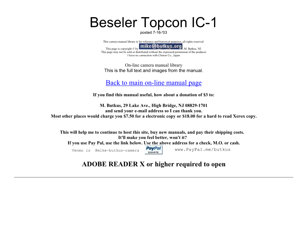 Beseler Topcon IC-1 Posted 7-16-'03