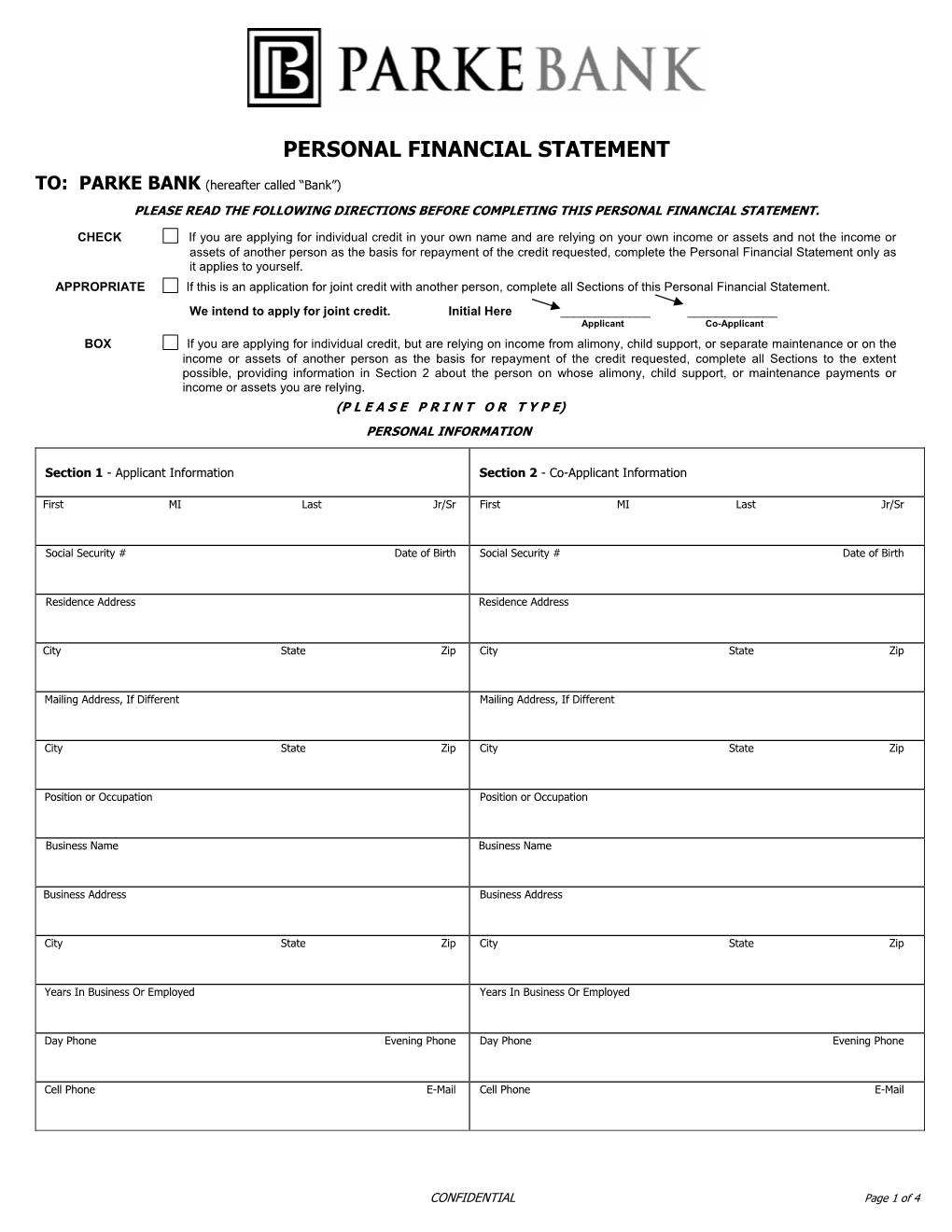 Personal Financial Statement