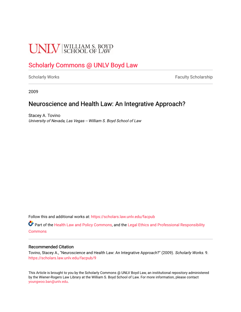 Neuroscience and Health Law: an Integrative Approach?