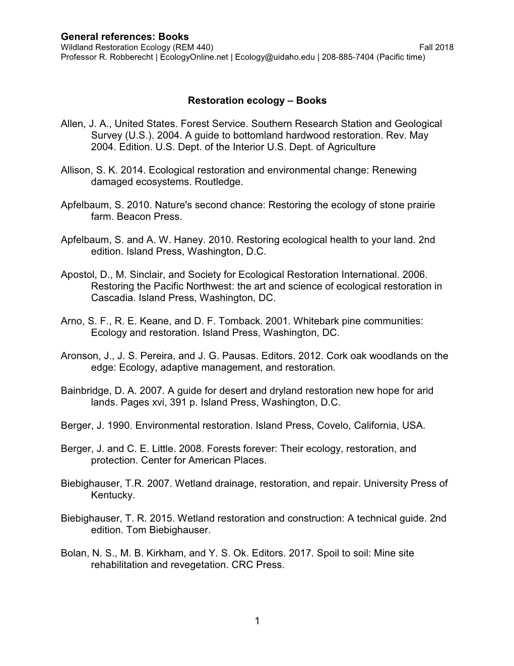 Books 1 Restoration Ecology