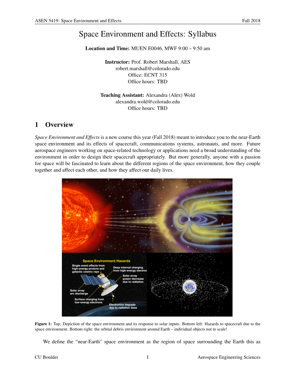 Space Environment and Effects Fall 2018 Space Environment and Effects: Syllabus