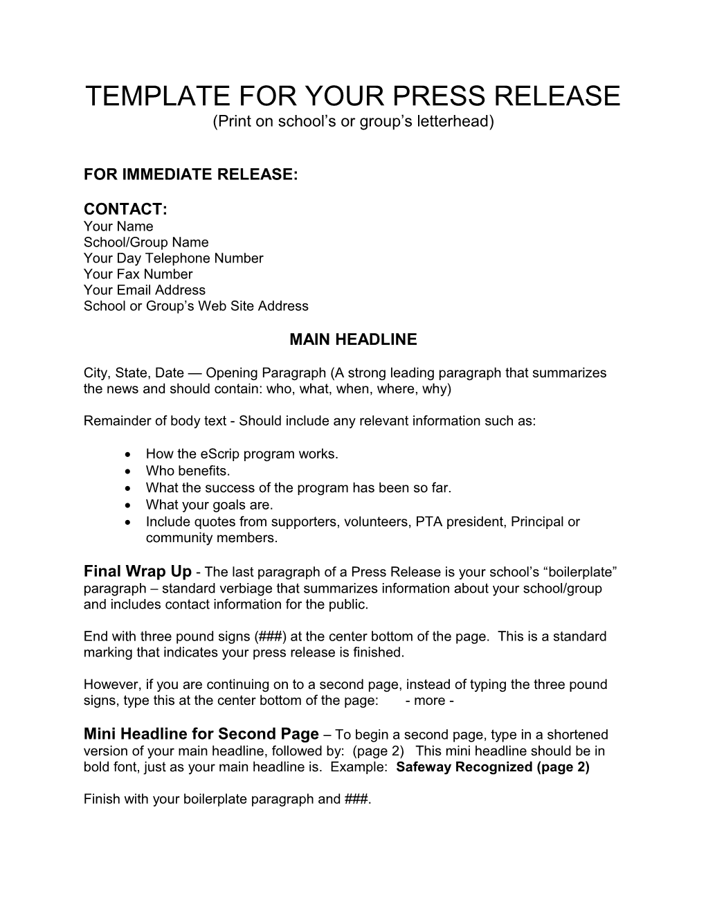 Press Release Template s1