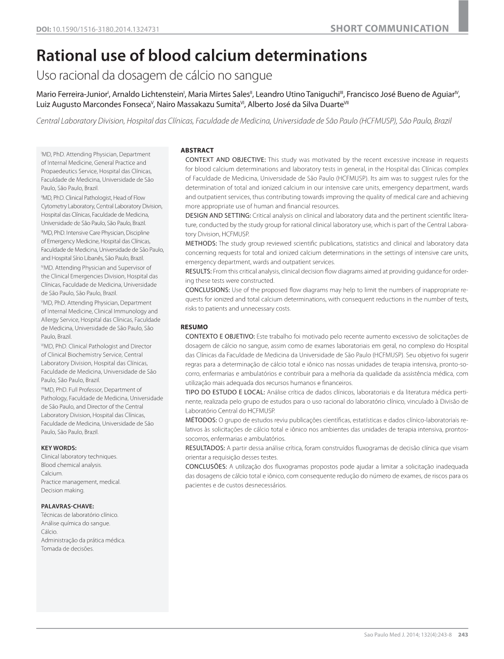 Rational Use of Blood Calcium Determinations