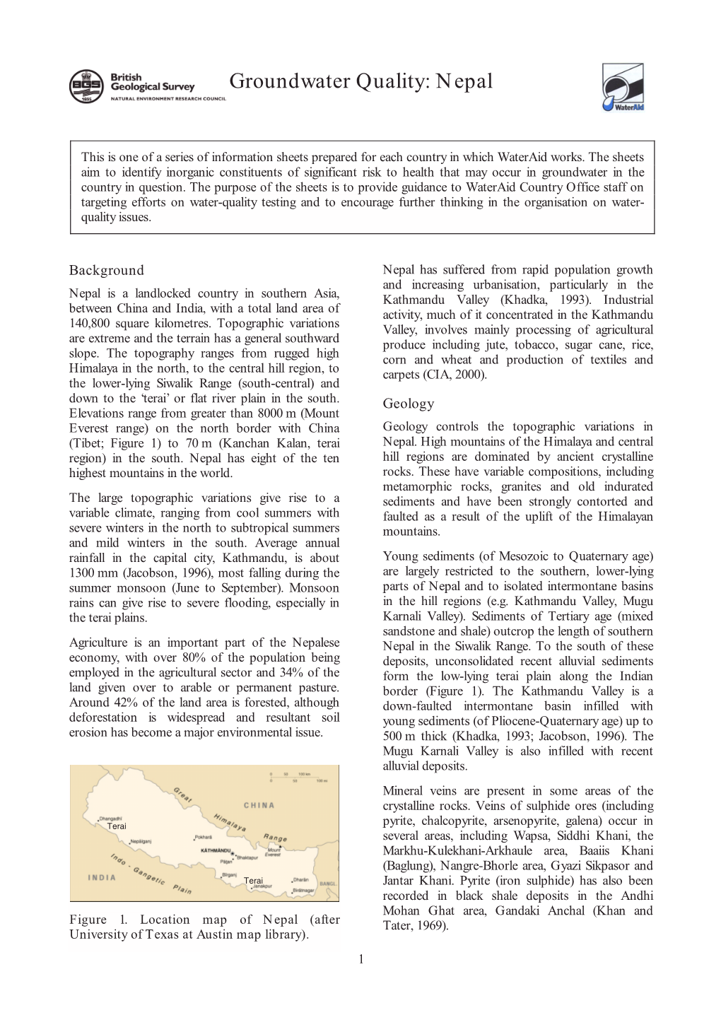 Groundwater Quality Information Nepal