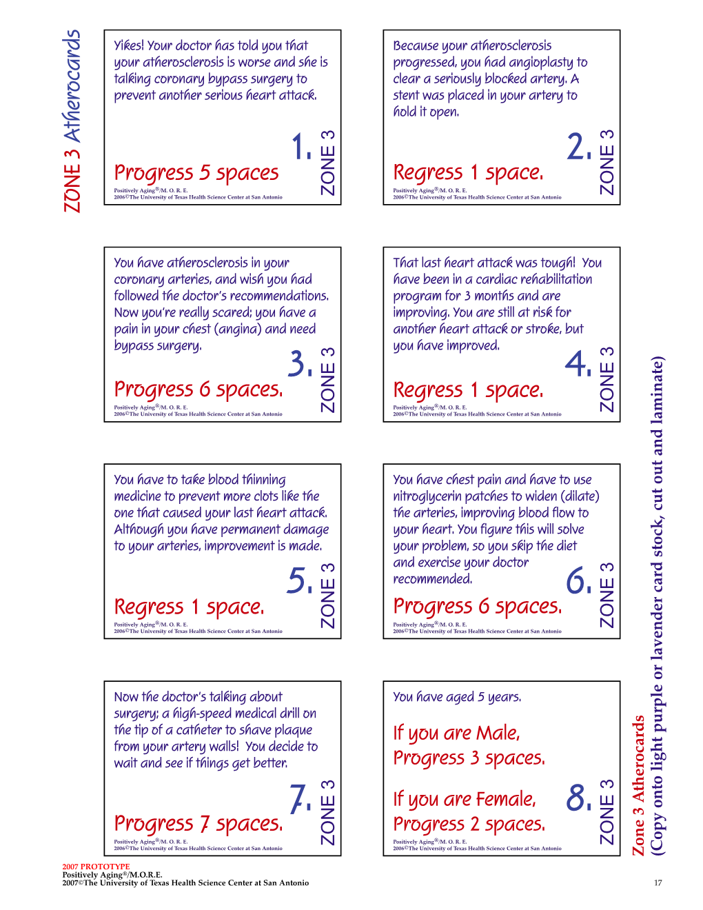 Progress 6 Spaces. Regress 1 Space. Progress 7 Spaces. ZONE 3 A