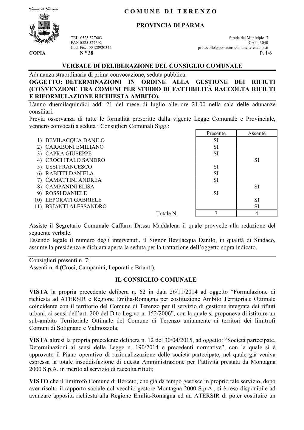 C.C. 38-15 Rifiuti Convenzione