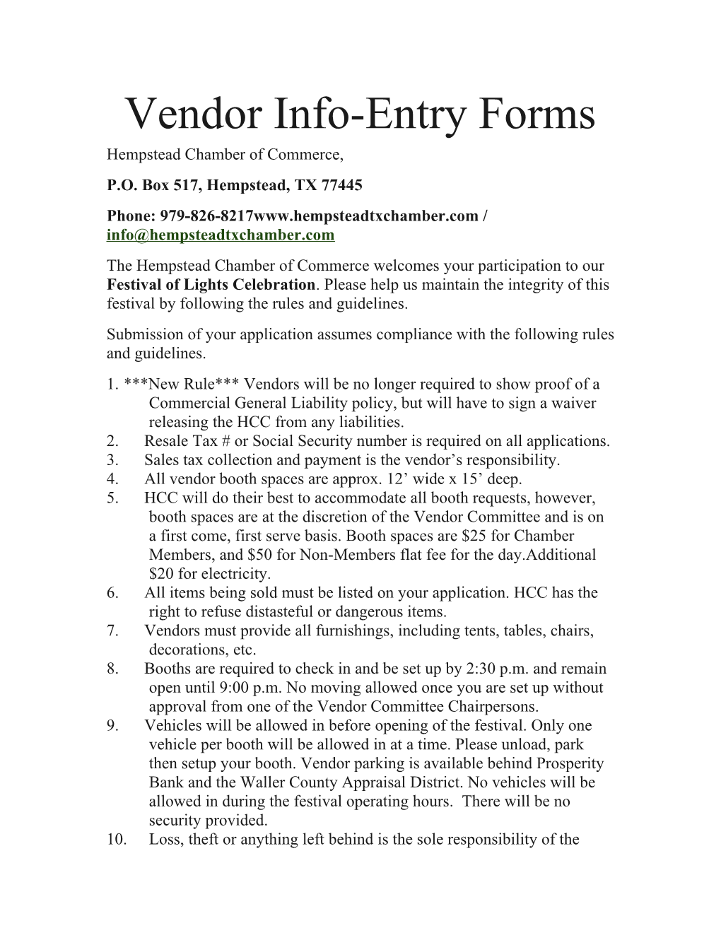 Vendor Info-Entry Forms