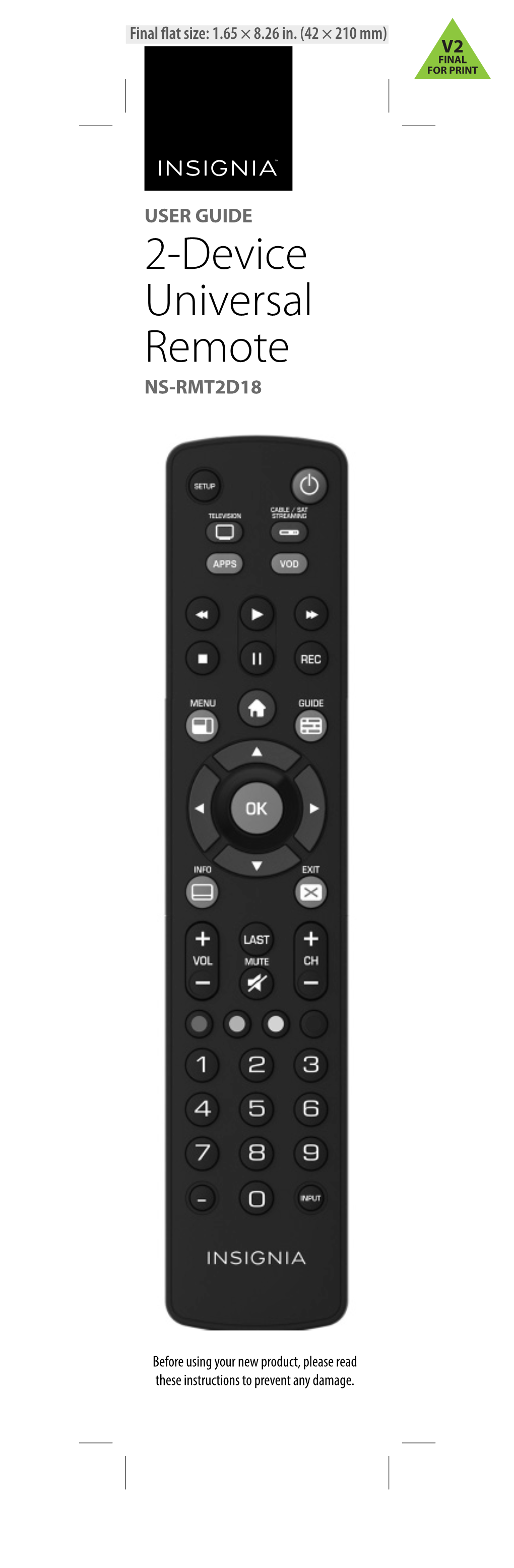 2-Device Universal Remote NS-RMT2D18