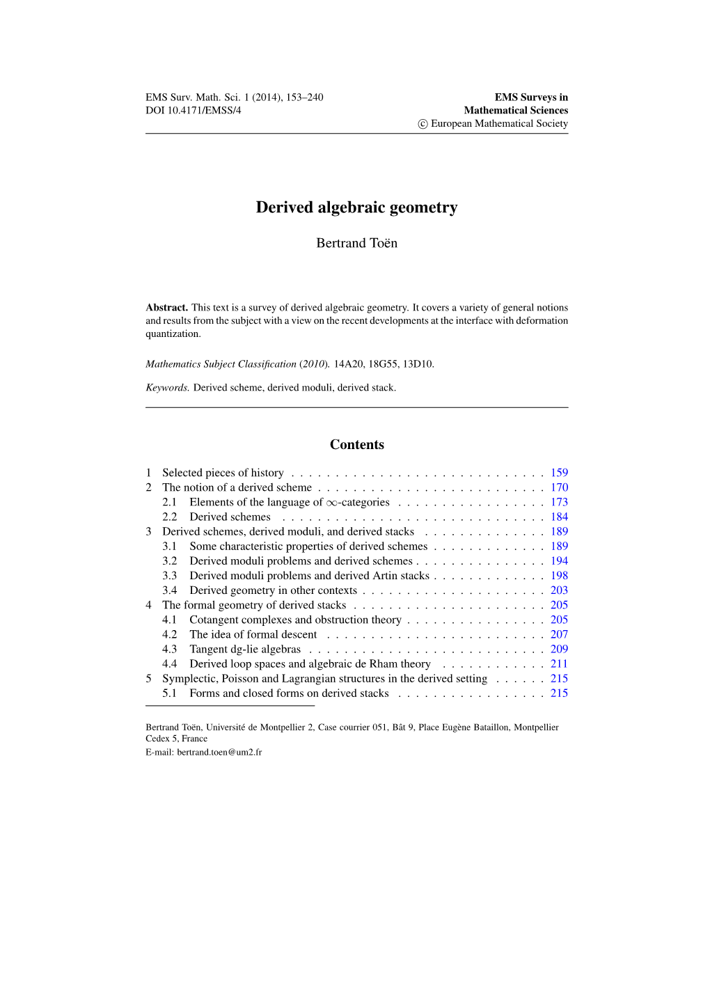 Derived Algebraic Geometry