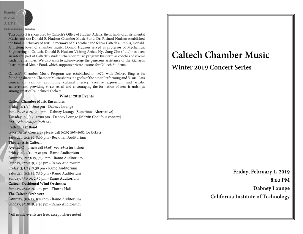 Caltech Chamber Music Instrumental Music Fund, Which Supports Private Lessons for Caltech Students