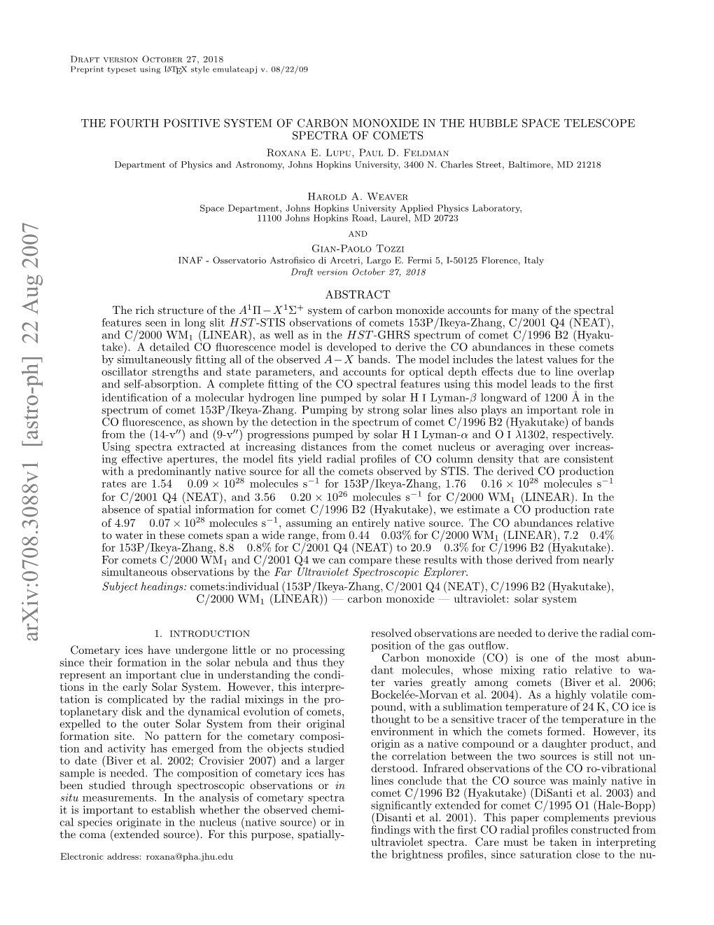 Arxiv:0708.3088V1 [Astro-Ph] 22 Aug 2007 H Oa(Xeddsuc) O Hsproe Spatially- in Purpose, Or This Source) for (Native Source)