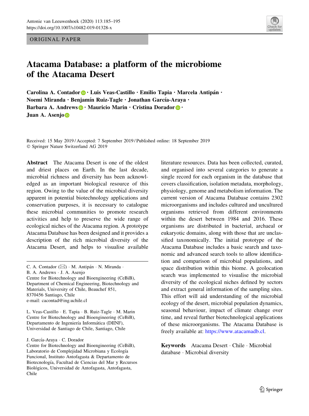 Atacama Database: a Platform of the Microbiome of the Atacama Desert