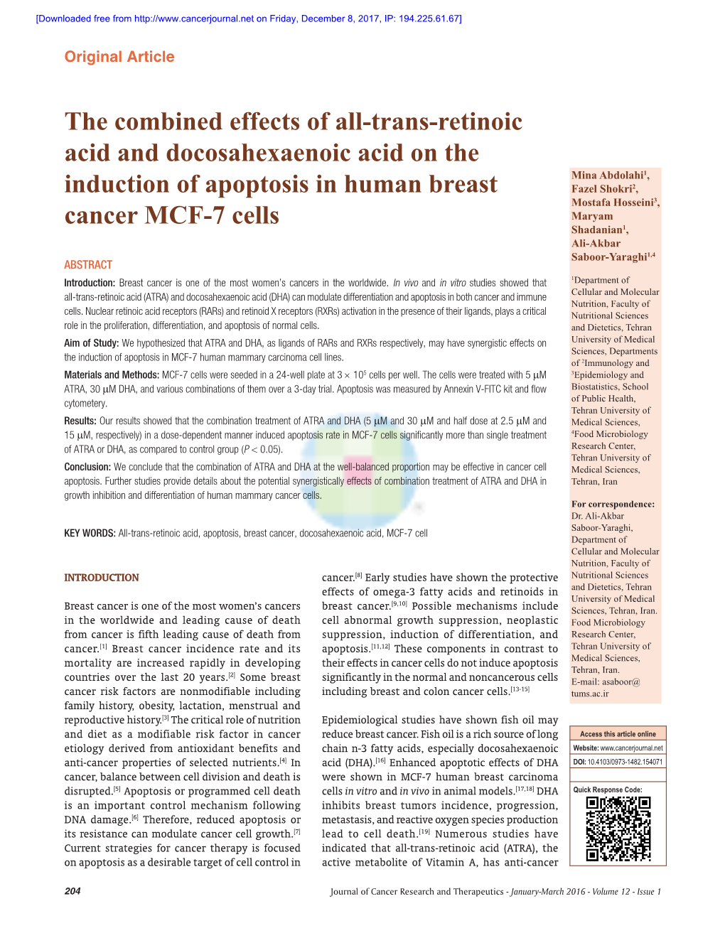 The Combined Effects of All‑Trans‑Retinoic Acid and Docosahexaenoic