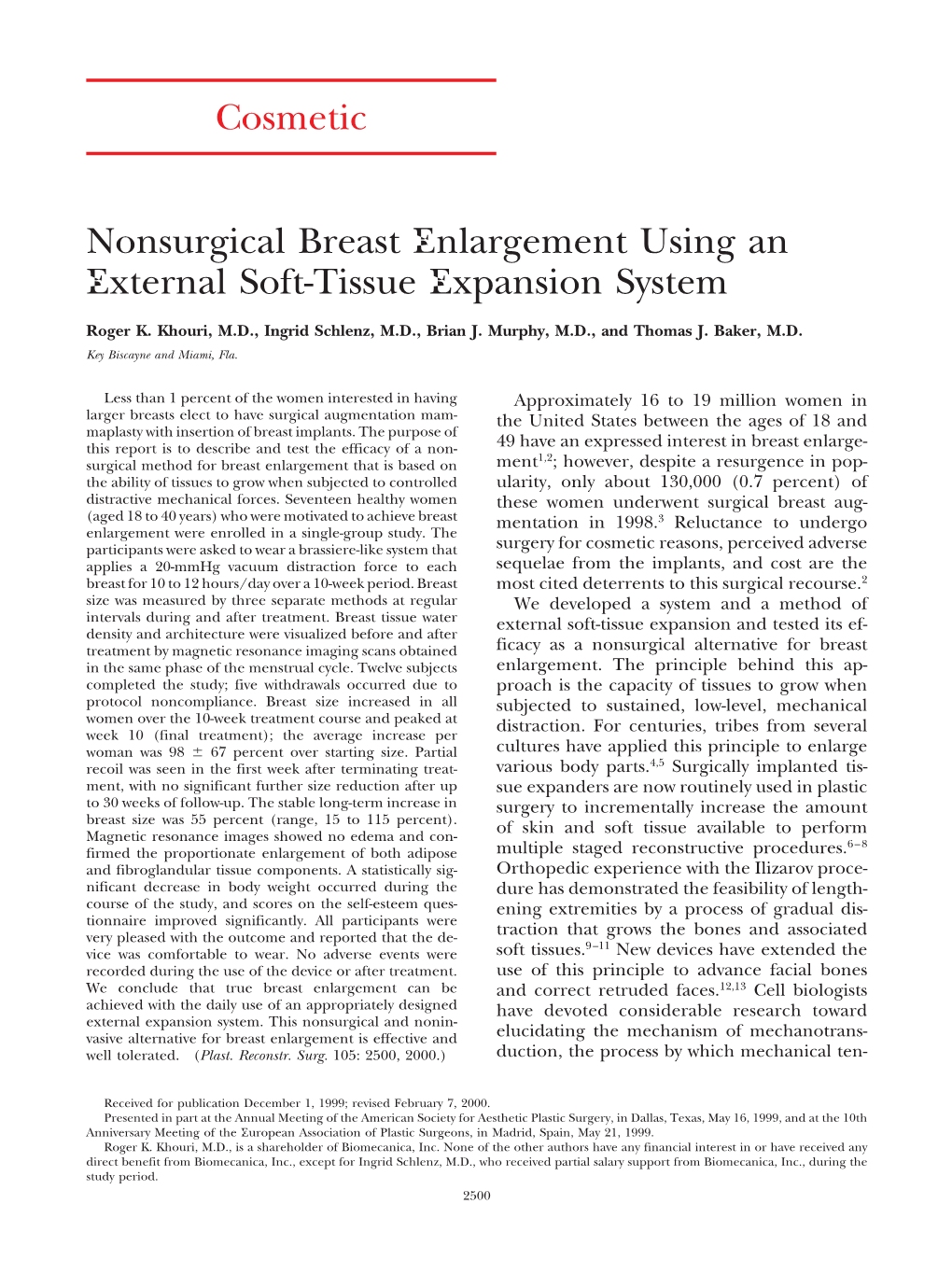 Nonsurgical Breast Enlargement Using an External Soft-Tissue Expansion System