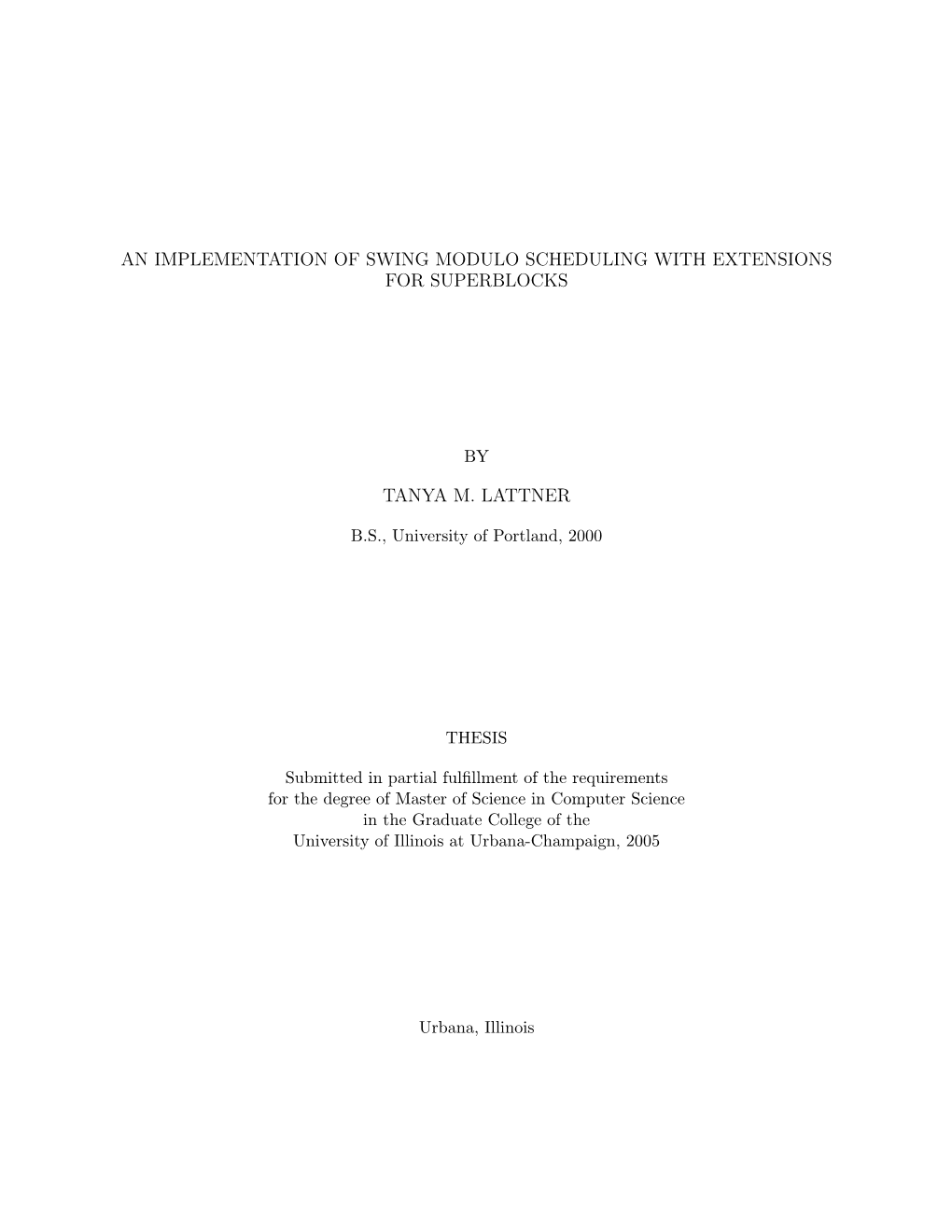 An Implementation of Swing Modulo Scheduling with Extensions for Superblocks