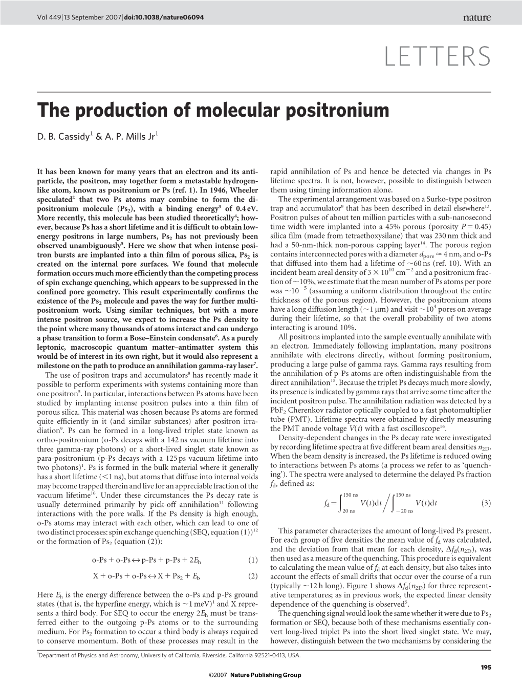 The Production of Molecular Positronium