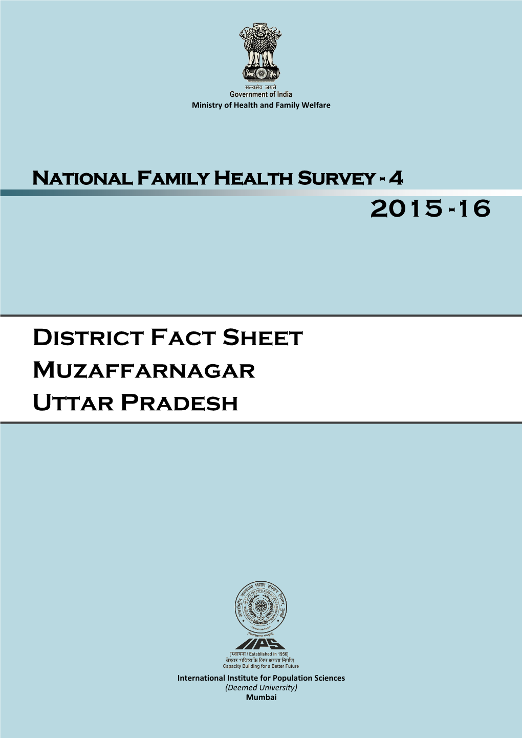 District Fact Sheet Muzaffarnagar Uttar Pradesh