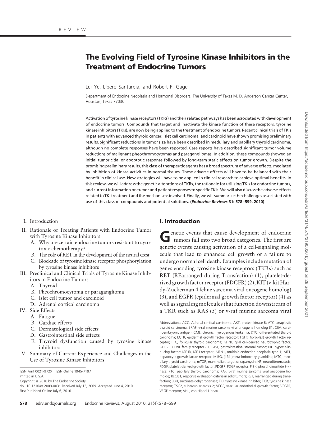 The Evolving Field of Tyrosine Kinase Inhibitors in the Treatment of Endocrine Tumors