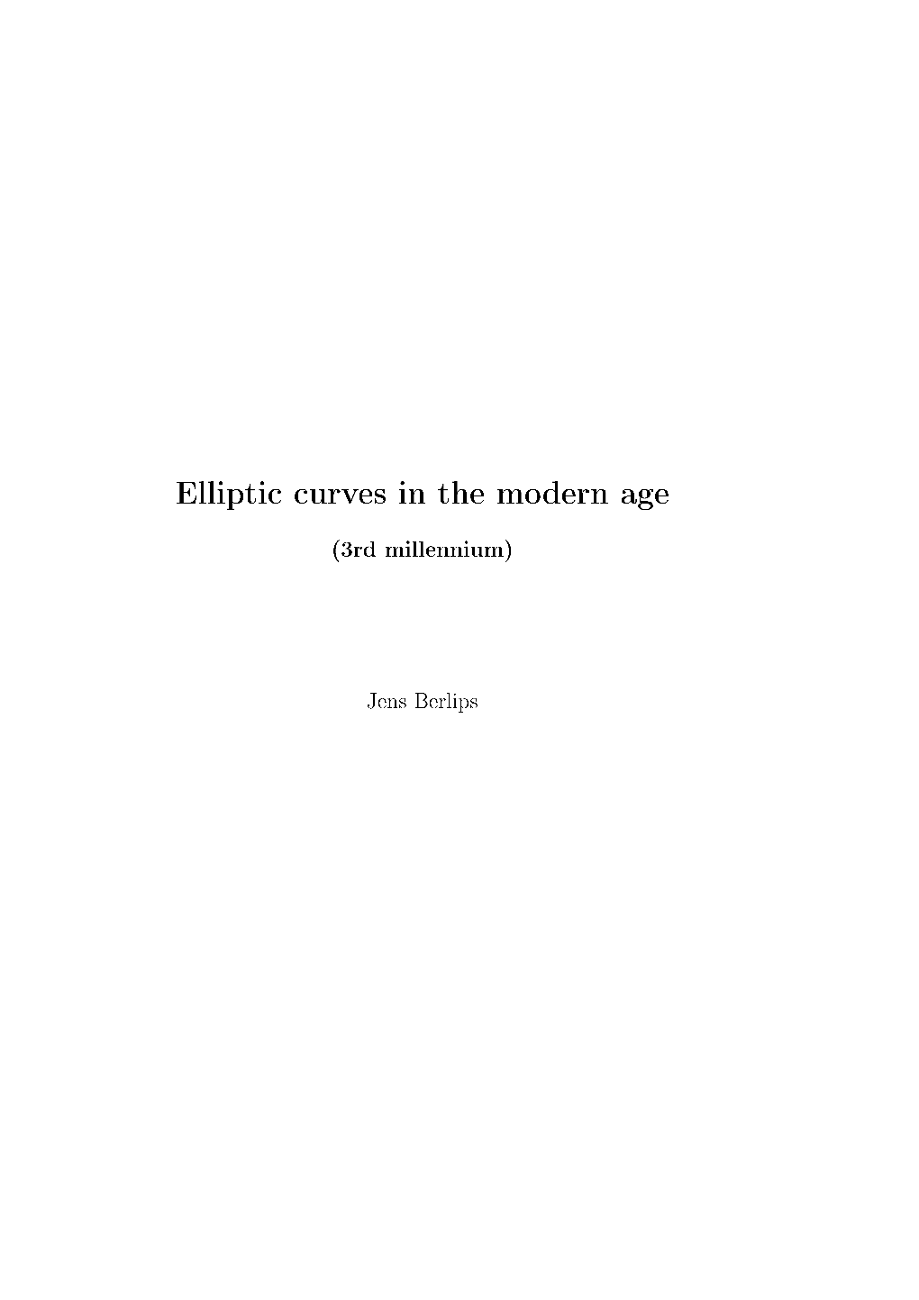 Elliptic Curves in the Modern Age