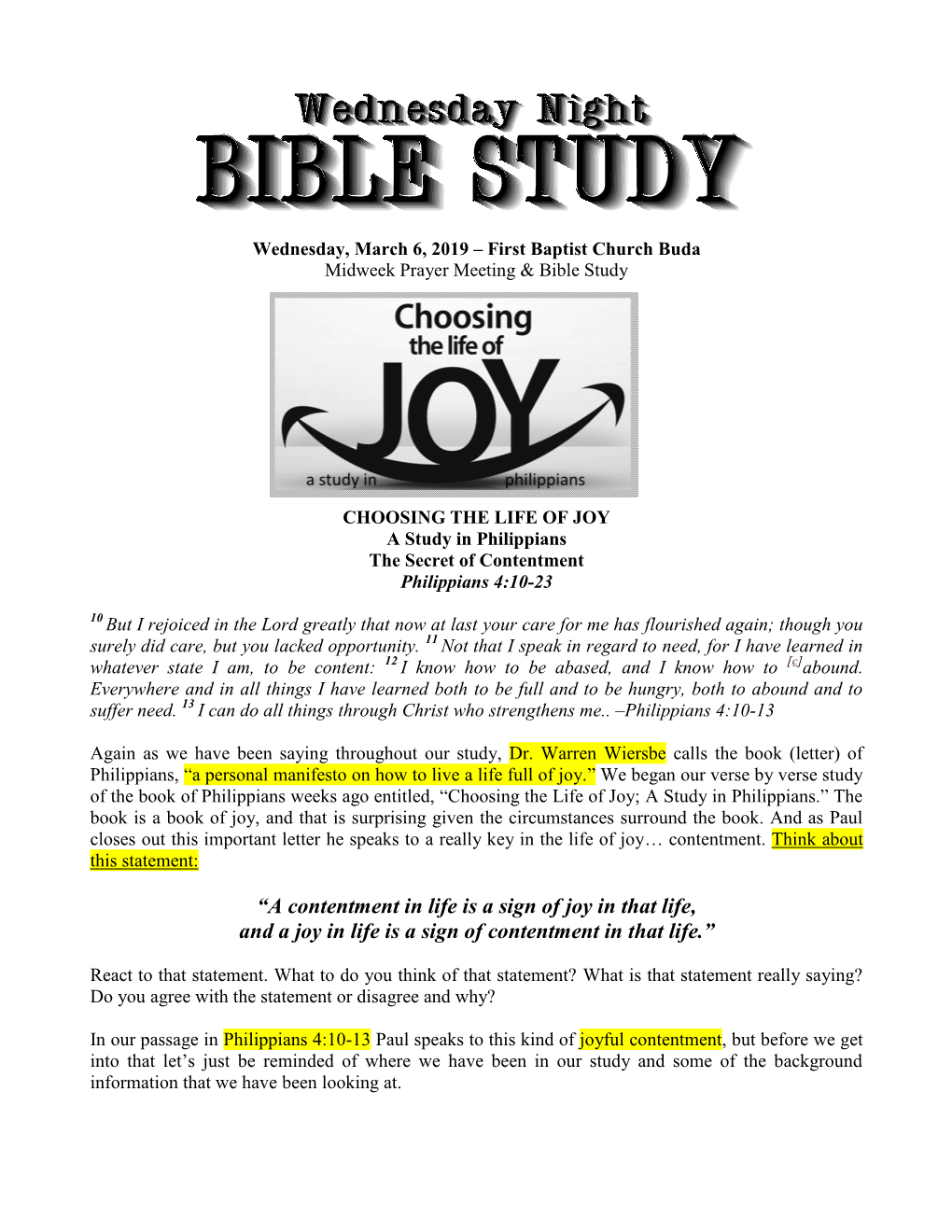 “A Contentment in Life Is a Sign of Joy in That Life, and a Joy in Life Is a Sign of Contentment in That Life.”