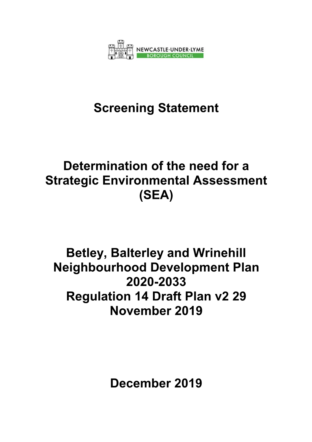 Betley, Balterley and Wrinehill Neighbourhood Development Plan 2020-2033 Regulation 14 Draft Plan V2 29 November 2019