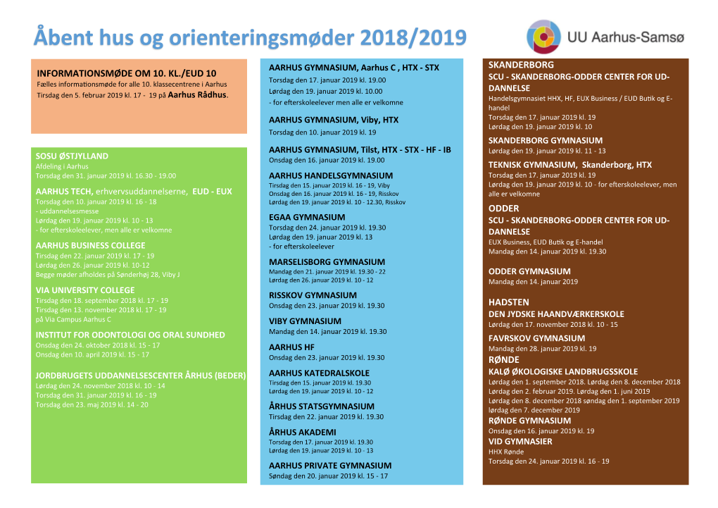 Åbent Hus Og Orienteringsmøder 2018/2019