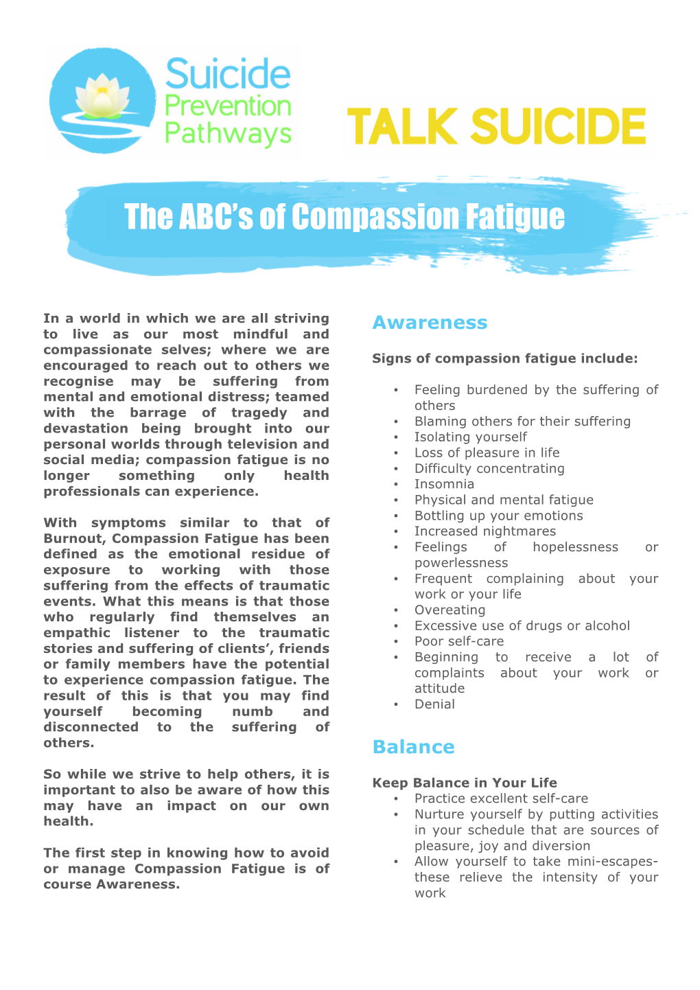 The ABC's of Compassion Fatigue