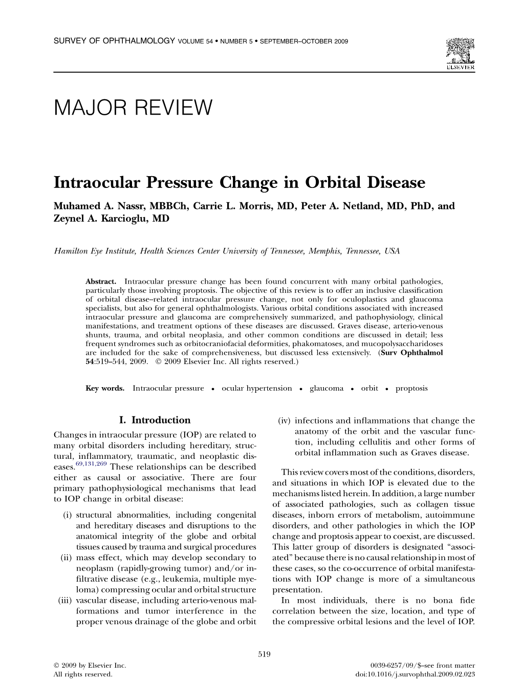 Intraocular Pressure Change in Orbital Disease Muhamed A