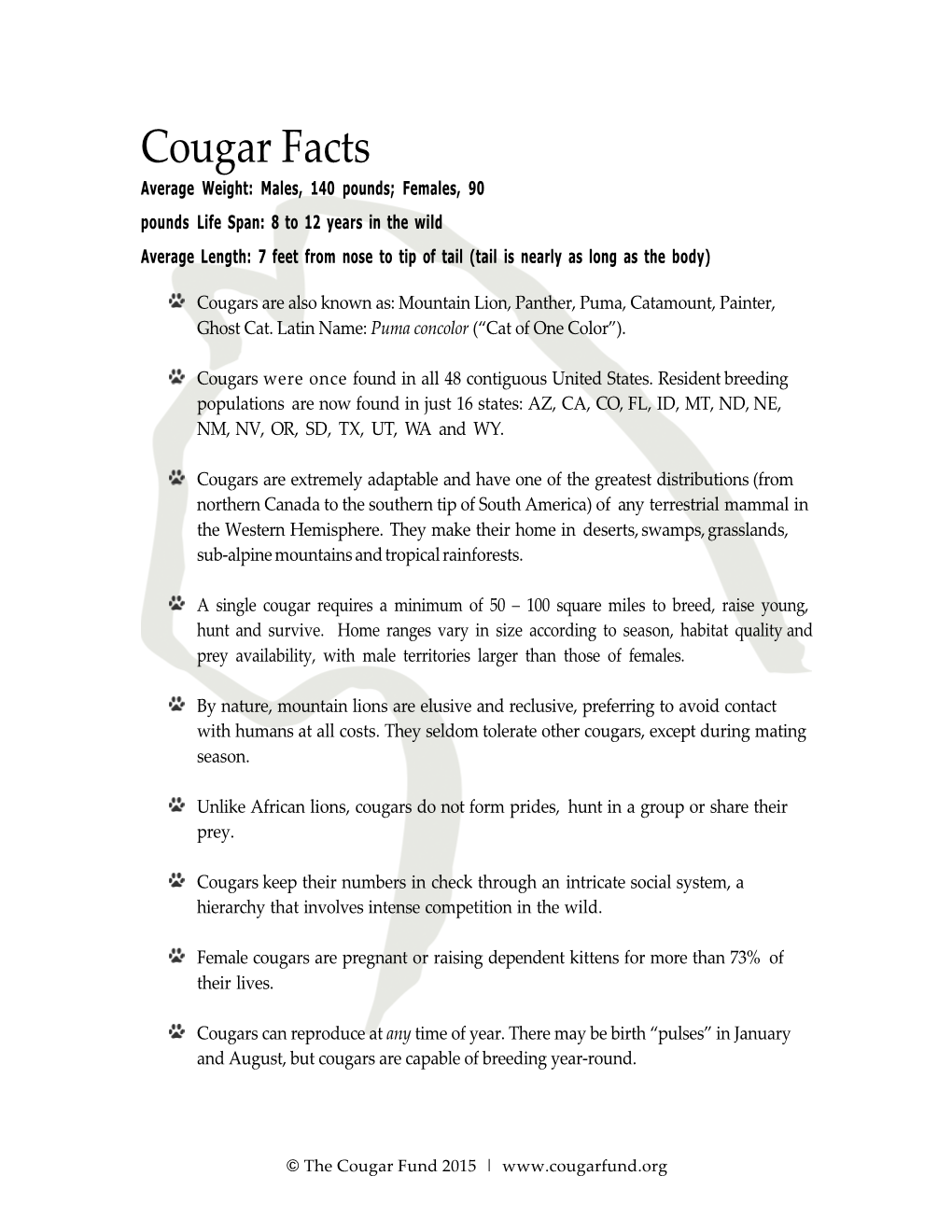 Cougar Facts & Safety Tips